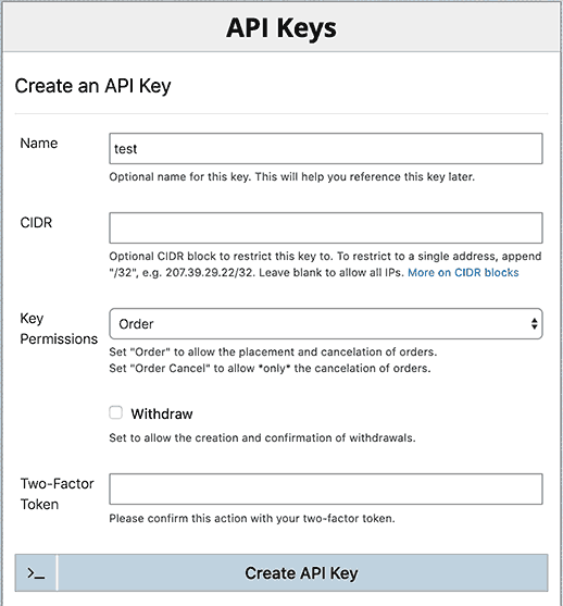 BitMEX API key management